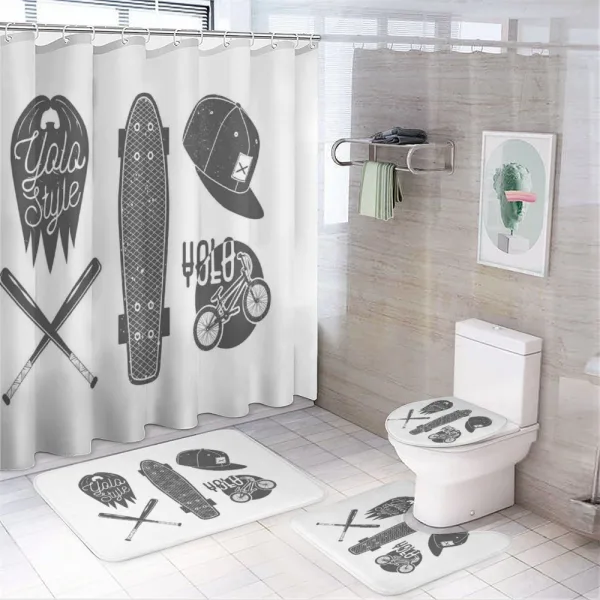 Baseball Bat Skateboard on a shower curtain