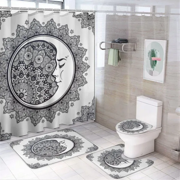 Boho Star Moon Mandala on a shower curtain