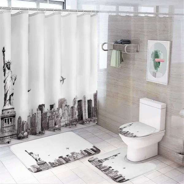 Cityscape of New York on a shower curtain