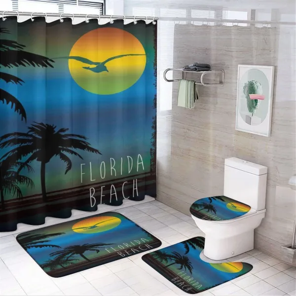 Dreamlike Sunset Shore on a shower curtain