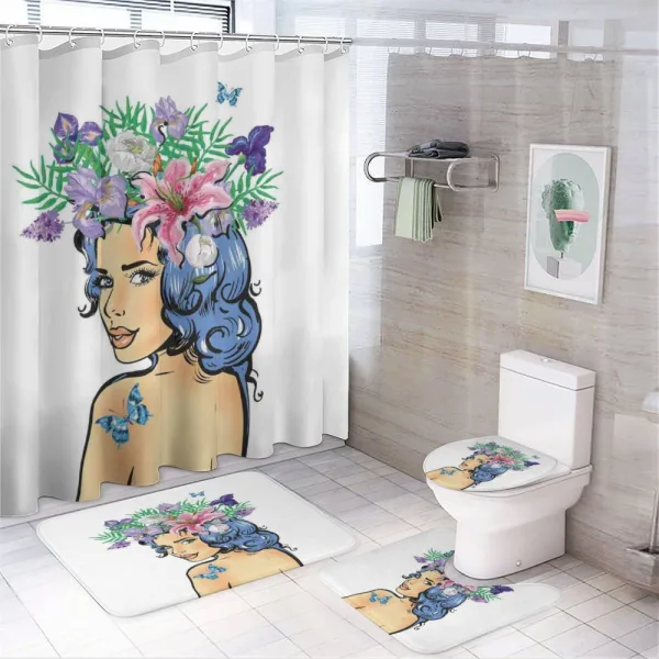 Floral Spring Woman Teen on a shower curtain