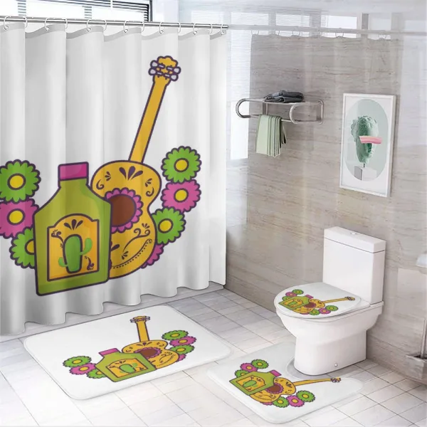 Folkloric Mexican Guitar on a shower curtain