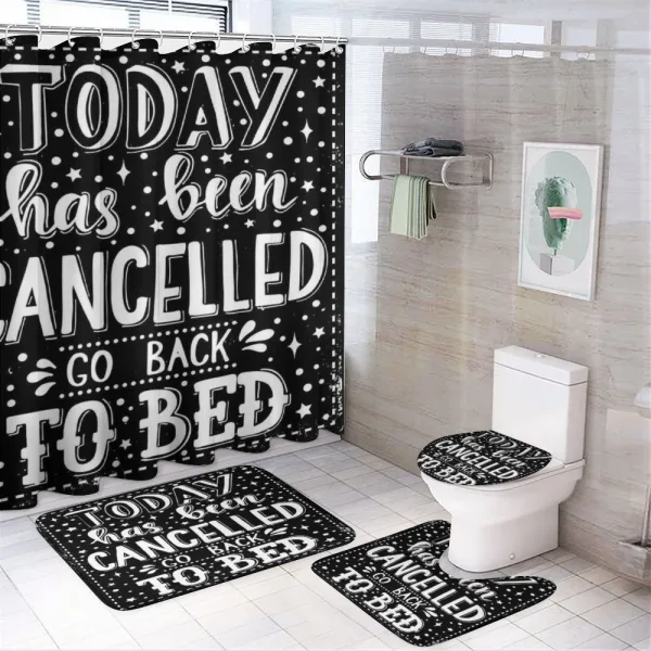 Go Back to Bed Funny Phrase on a shower curtain