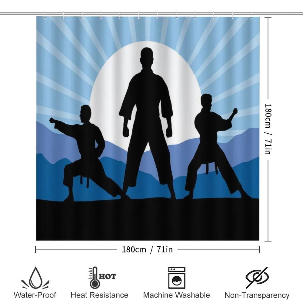 Karate Men Silhouettes Sun — Detail 2