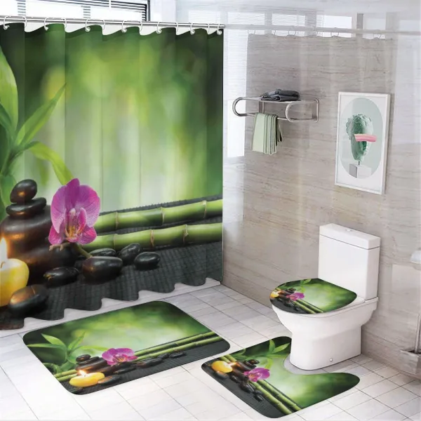 Orchid Bamboo Stems on a shower curtain