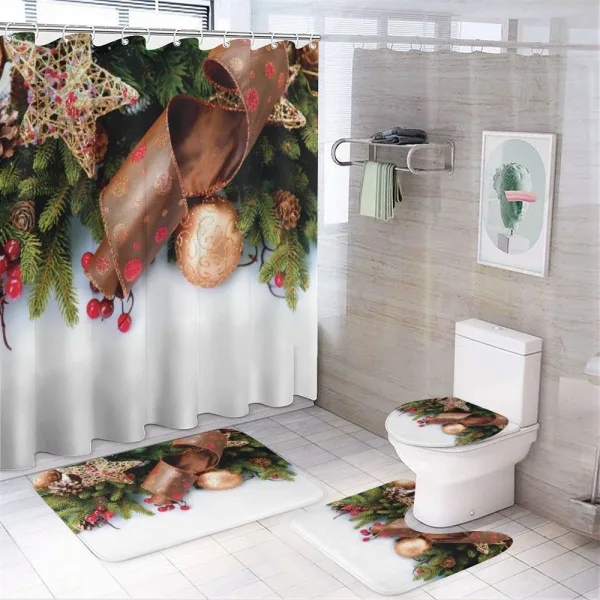 Pine Cones Garland on a shower curtain