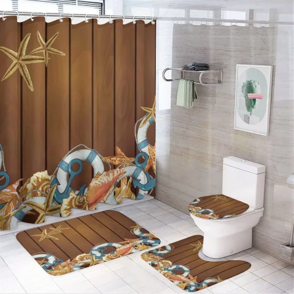 Seashell Anchor Wooden on a shower curtain