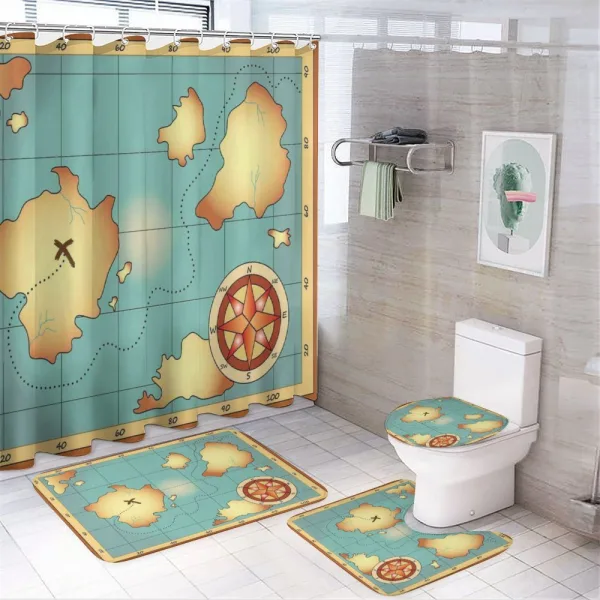 Treasure Compass on a shower curtain