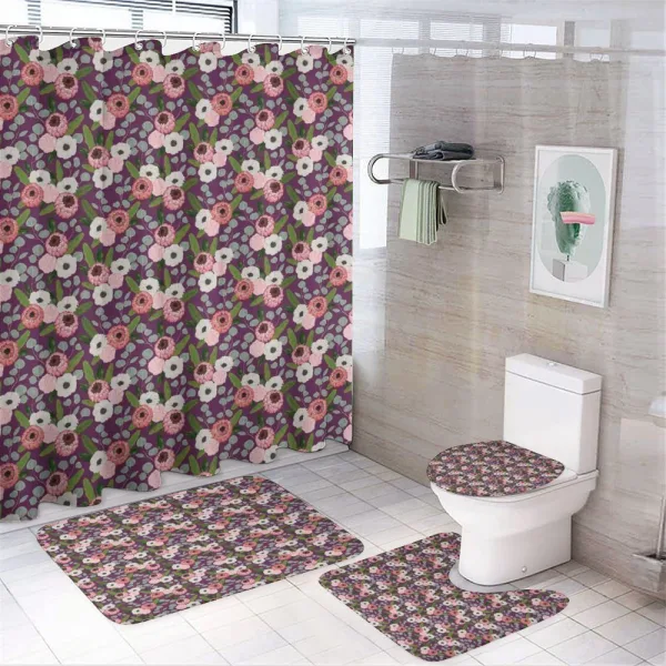 Vibrant Flower Leaves on a shower curtain