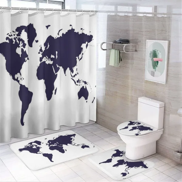 Vivid Indigo World Graphic on a shower curtain