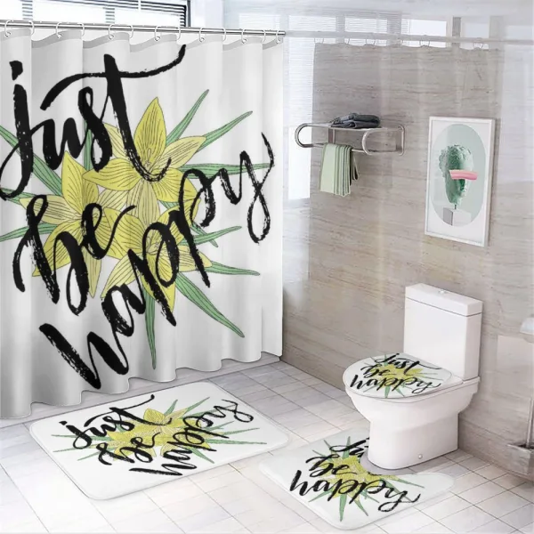 Yellow Blossoms Leaves on a shower curtain