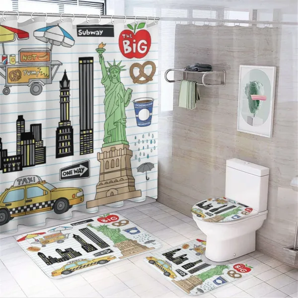 Big Apple Hot Dog on a shower curtain
