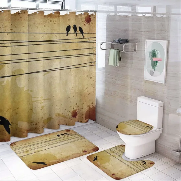 Birds on Cable Grunge on a shower curtain