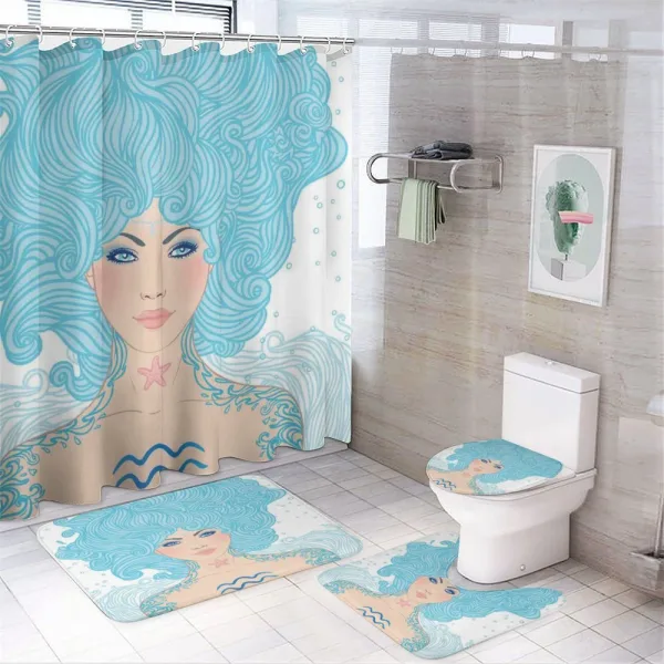 Blue Woman on a shower curtain