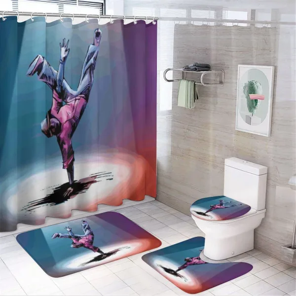 Break Dancer Sketch on a shower curtain