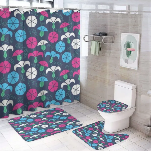 Colorful Bindweed Motif on a shower curtain
