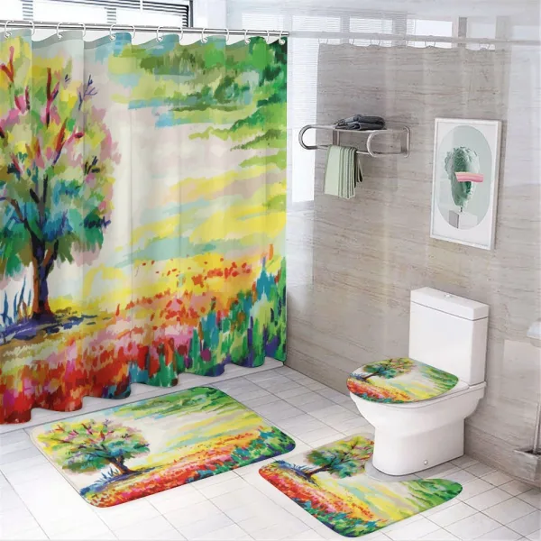 Colorful Rural Scenery on a shower curtain