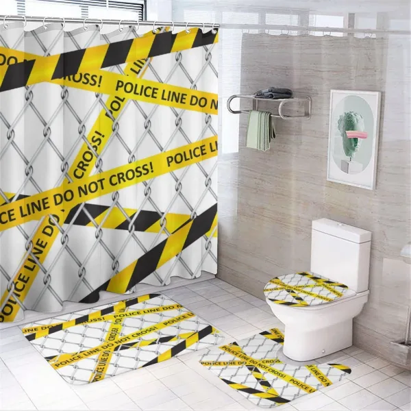 Crime Scene Bands on a shower curtain