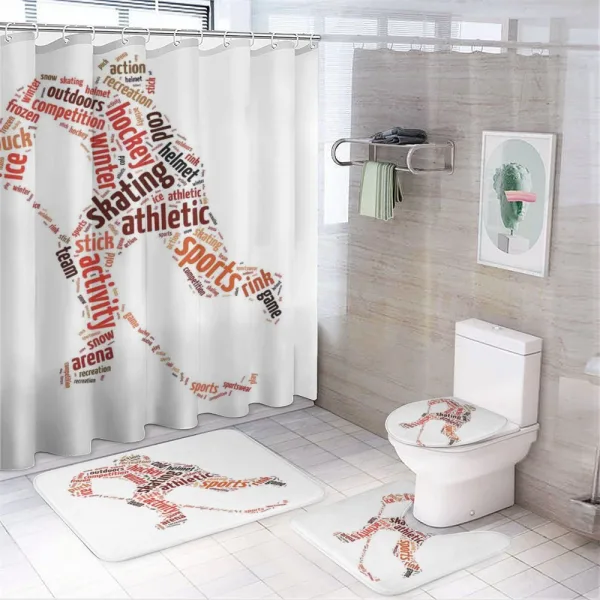 Man Silhouette with Words on a shower curtain