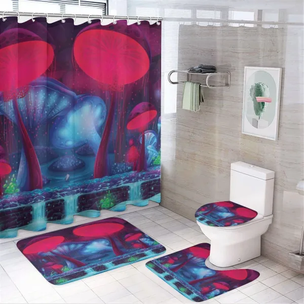 Mushrooms Vibrant Colors on a shower curtain