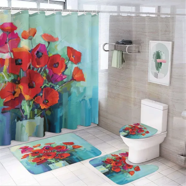 Poppy Flowers in Vase on a shower curtain