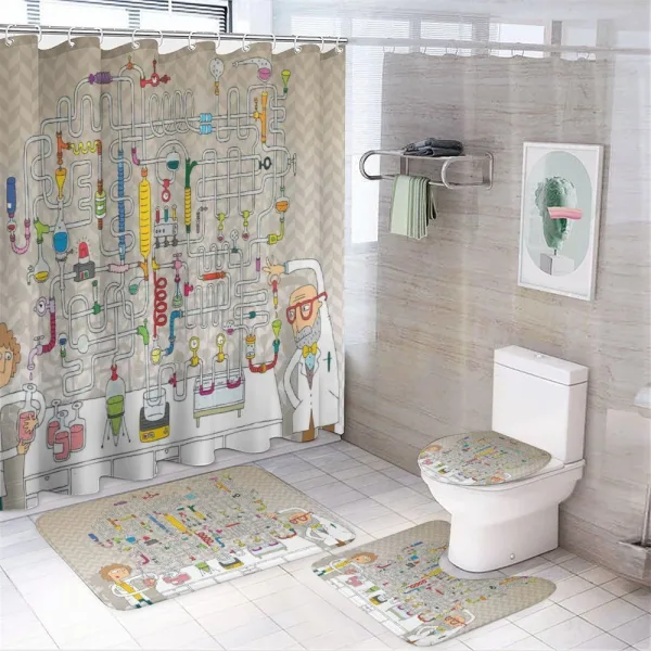 Professor Doing an Experiment on a shower curtain
