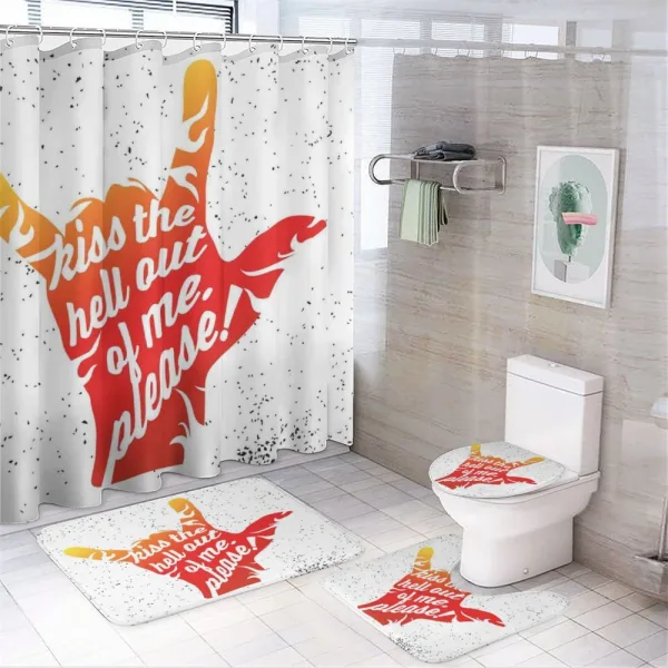 Rockn Roll Dots on a shower curtain