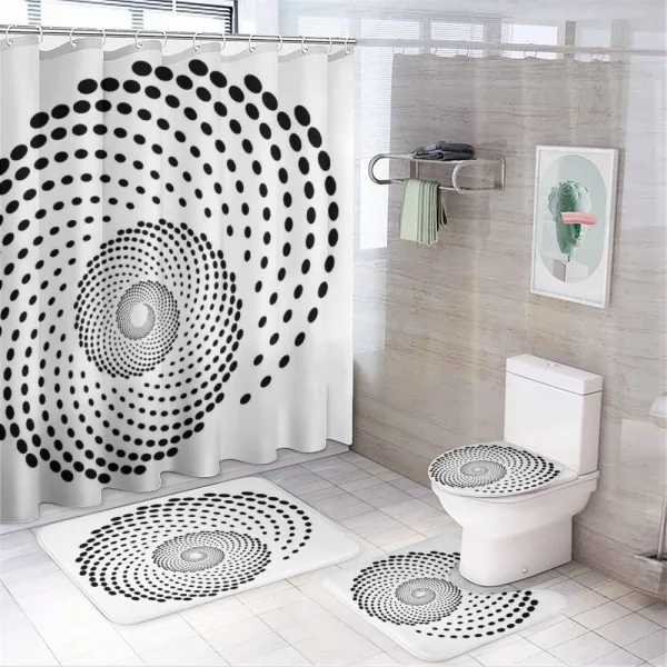 Spiral Monochrome Black on a shower curtain