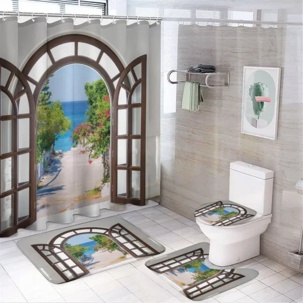 Summer Home in Garden on a shower curtain