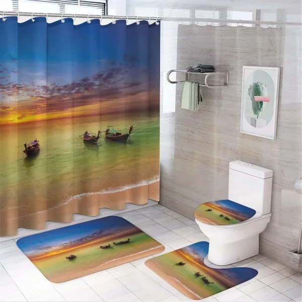 Thailand Boat in Ocean on a shower curtain