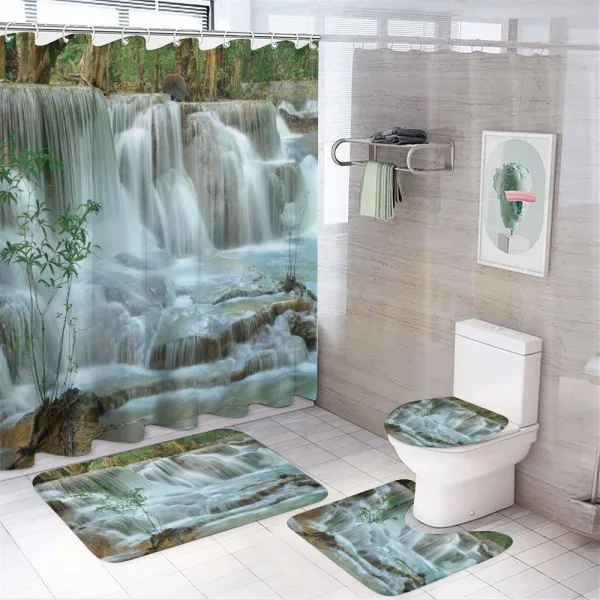 Waterfall Jungle Stream Tree on a shower curtain