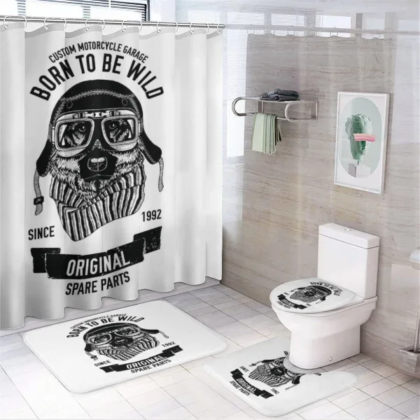 Words Motorcycle Rider on a shower curtain