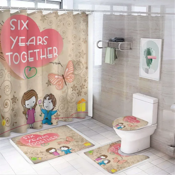 6 Years Together Words on a shower curtain