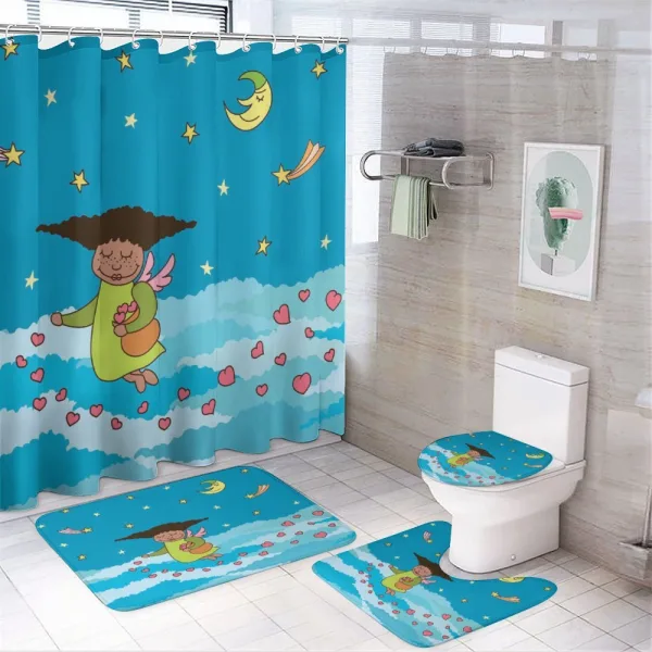 Cartoonish Sky at Night on a shower curtain