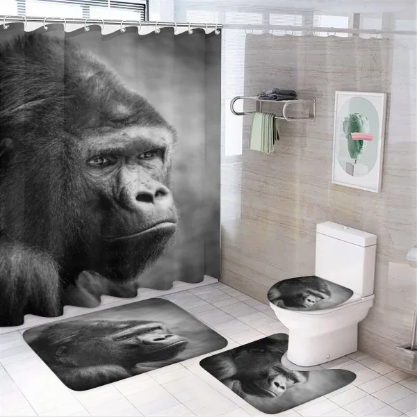 Close up Orangutan Portrait on a shower curtain