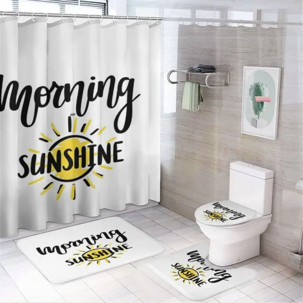 Doodle Morning Sunshine Text on a shower curtain