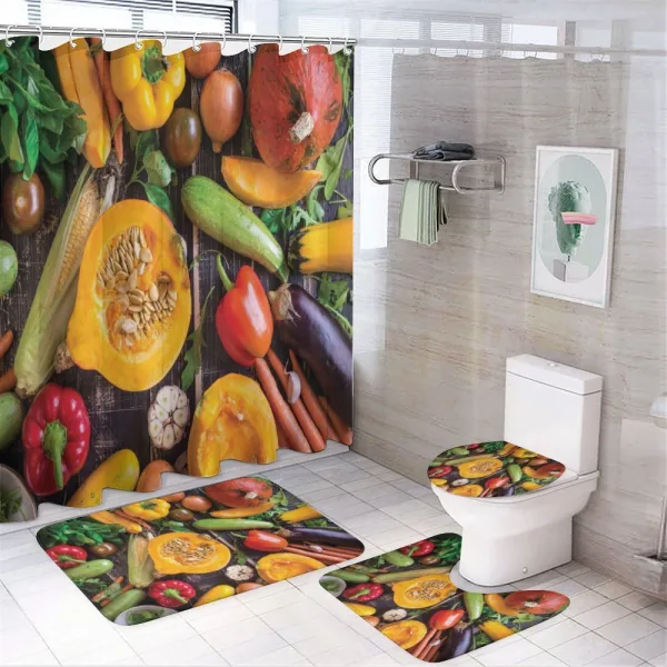 Fresh Vegetables Table on a shower curtain