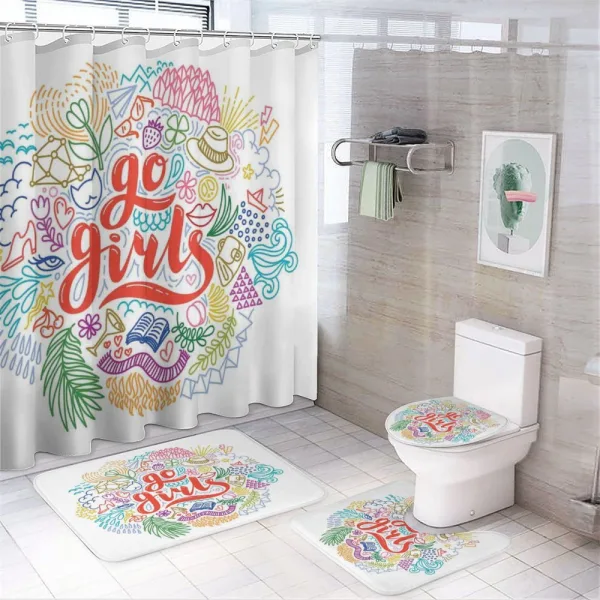 Go Girls Lettering Art on a shower curtain