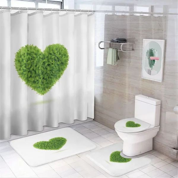 Heart with Fresh Leaves on a shower curtain