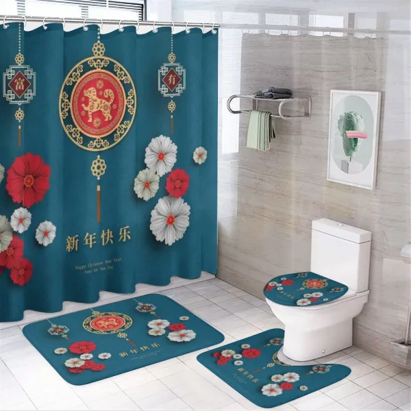 Kanji on a shower curtain