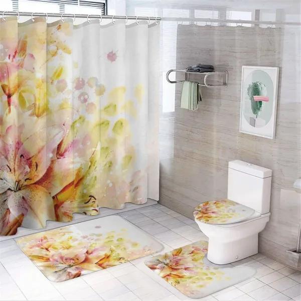 Lilies Flowers Buds on a shower curtain