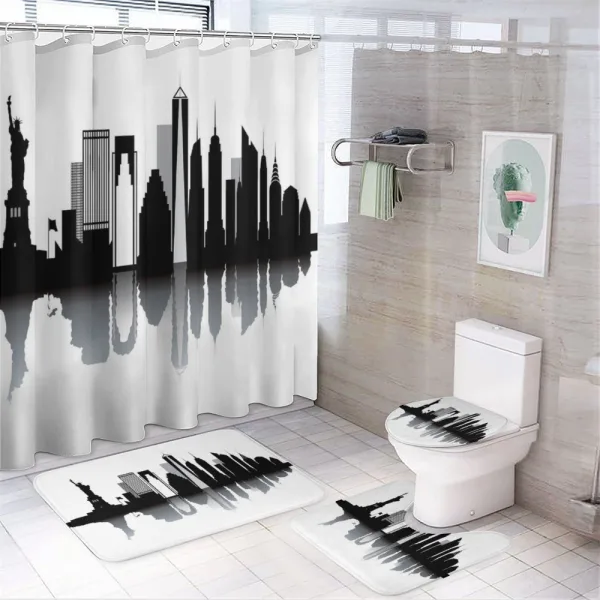Monotone Style Monuments on a shower curtain