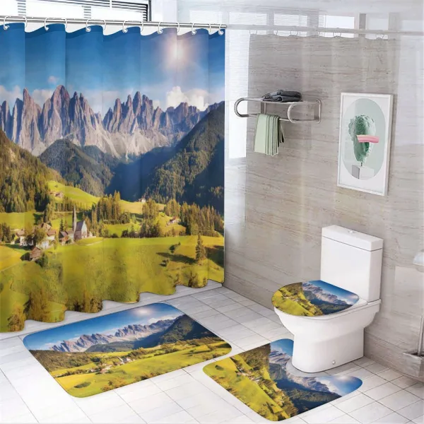 Morning at Countryside on a shower curtain