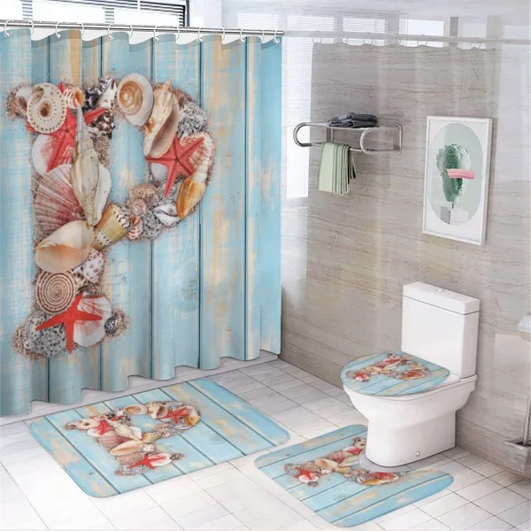 Ocean Elements Letter on a shower curtain