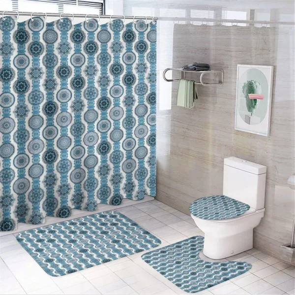 Oriental Motif Vertical Line on a shower curtain