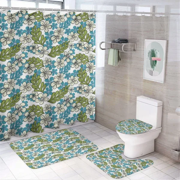 Plumeria Flowers and Leaves on a shower curtain