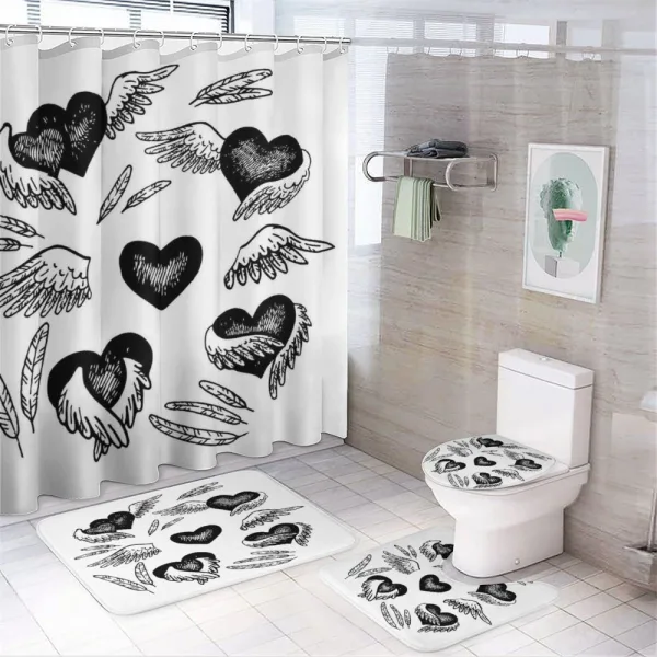 Romantic Hearts Wings on a shower curtain
