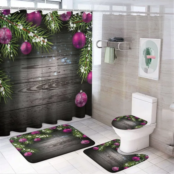 Snowy Branch and Balls on a shower curtain