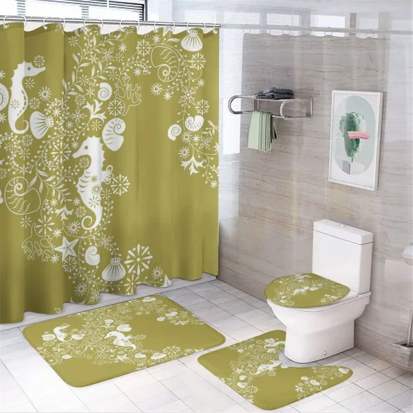 Swirls with Seahorse on a shower curtain