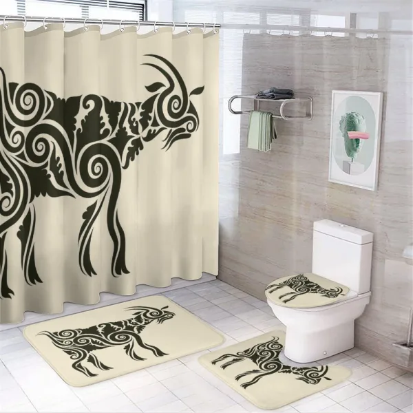 Tribal Waves Curves Tattoo on a shower curtain